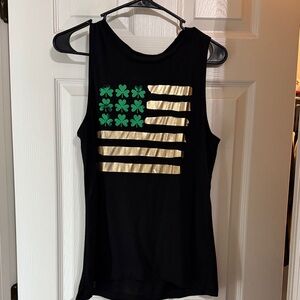 Modern Lux Black Muscle Tee with Gold and Green Clover Design